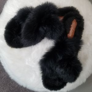 New Black zixin faux fur slippers 40